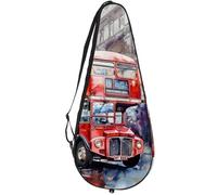 VAPOKF London Red Bus on Paris Street Racket Bag for Tennis, Tennis Bat Cover Racket Case Paddle Bag, Holds up to 2