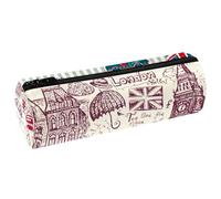 VAPOKF London UK British Postcard Pencil Cases, PU Leather Pen Bag Student Stationery Organiser Bag Makeup Pouch for Women Girls Boys Kids School Office Supplies