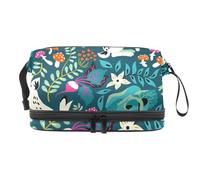 VAPOKF Lovely Rabbits Flowers Fly-Agaric Vegetables Pattern Cosmetic Bag for Women and Girls, Travel Toiletry Bag Makeup Handy Pouch Organizer Bag with Brush Compartment