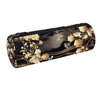 VAPOKF Luxury Japanese Gold Cherry Branches Pen Pencil Case Coin Purse Cosmetic Makeup Bag for Student Stationery School Office Storage