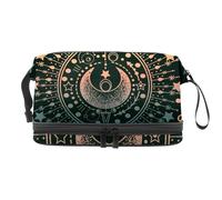 VAPOKF Magical Astrology Moon Cosmetic Bag for Women and Girls, Travel Toiletry Bag Makeup Handy Pouch Organizer Bag with Brush Compartment