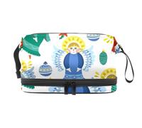 VAPOKF Magical Christmas Angels Snowflakes Pattern Cosmetic Bag for Women and Girls, Travel Toiletry Bag Makeup Handy Pouch Organizer Bag with Brush Compartment