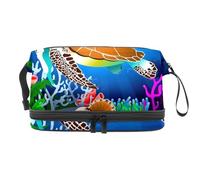 VAPOKF Magical Underwater World Cosmetic Bag for Women and Girls, Travel Toiletry Bag Makeup Handy Pouch Organizer Bag with Brush Compartment