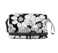 VAPOKF Mandala Calming Coloring Page Cosmetic Bag for Women and Girls, Travel Toiletry Bag Makeup Handy Pouch Organizer Bag with Brush Compartment