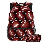 VAPOKF Many of American Footballs School Bag Set for Teen Girls Boys Kids, Student Bookbag Backpack Rucksack with Pencil Case for Primary Secondary Junior High School