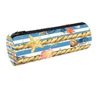 VAPOKF Marine Seashells with Hemp Rope Canvas Pen Pencil Case Coin Purse Cosmetic Makeup Bag for Student Stationery School Office Storage