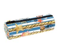 VAPOKF Marine Seashells with Hemp Rope Leather Barrel Pen Pencil Case Coin Purse Cosmetic Makeup Bag for Student Stationery School Office Storage