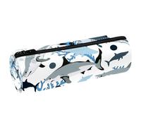 VAPOKF Marine Shark Corals Bubbles Pencil Cases, PU Leather Pen Bag Student Stationery Organiser Bag Makeup Pouch for Women Girls Boys Kids School Office Supplies