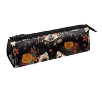 VAPOKF Mexican Sugar Skull Couple Pen Bag Stationery Pouch Pencil Bag Cosmetic Pouch Bag Compact Zipper Bag