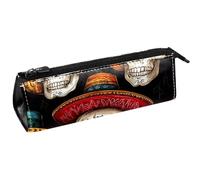 VAPOKF Mexican Sugar Skull Pen Bag Stationery Pouch Pencil Bag Cosmetic Pouch Bag Compact Zipper Bag