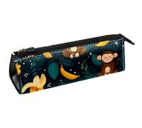 VAPOKF Monkey Banana Tropical Leaf Pen Bag Stationery Pouch Pencil Bag Cosmetic Pouch Bag Compact Zipper Bag