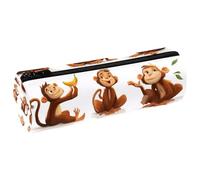 VAPOKF Monkeys and Banana Leather Barrel Pen Pencil Case Coin Purse Cosmetic Makeup Bag for Student Stationery School Office Storage