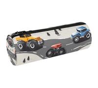 VAPOKF Monster Truck Cars on Road Canvas Pen Pencil Case Coin Purse Cosmetic Makeup Bag for Student Stationery School Office Storage