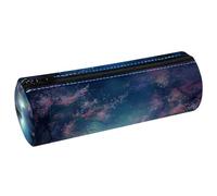 VAPOKF Moonlight by The Lake PU Leather Barrel Pen Pencil Case Coin Purse Cosmetic Makeup Bag for Student Stationery School Office Storage