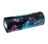 VAPOKF Moonlight by The Lake PU Leather Barrel Pen Pencil Case Coin Purse Cosmetic Makeup Bag for Student Stationery School Office Storage