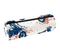 VAPOKF Motorbike Crossing Leather Barrel Pen Pencil Case Coin Purse Cosmetic Makeup Bag for Student Stationery School Office Storage