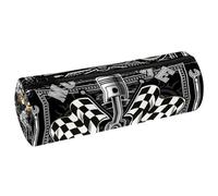 VAPOKF Motorbike Skeleton Pencil Cases, PU Leather Pen Bag Student Stationery Organiser Bag Makeup Pouch for Women Girls Boys Kids School Office Supplies