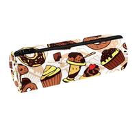 VAPOKF Muffin Chocolate Ice-Cream Bread Donut Pencil Cases, PU Leather Pen Bag Student Stationery Organiser Bag Makeup Pouch for Women Girls Boys Kids School Office Supplies