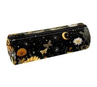 VAPOKF Mushrooms and Frog PU Leather Barrel Pen Pencil Case Coin Purse Cosmetic Makeup Bag for Student Stationery School Office Storage