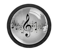 VAPOKF Musical Notation Cabinet Knobs, Premium Door Drawer Knobs, Round Cupboard Handles with Screws, for Kitchen Bedroom Furniture - Pack of 4
