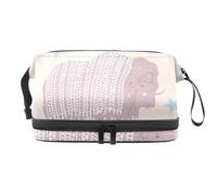 VAPOKF Musk-ox Cow Arctic Space Pattern Cosmetic Bag for Women and Girls, Travel Toiletry Bag Makeup Handy Pouch Organizer Bag with Brush Compartment