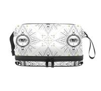 VAPOKF Mystic Alchemy Occult All Seeing Eye Pattern Cosmetic Bag for Women and Girls, Travel Toiletry Bag Makeup Handy Pouch Organizer Bag with Brush Compartment