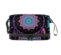VAPOKF Native American Indian Dreamcatcher Feathers Moon Pattern Cosmetic Bag for Women and Girls, Travel Toiletry Bag Makeup Handy Pouch Organizer Bag with Brush Compartment
