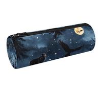 VAPOKF Night Forest Wild Animals Silhouette Canvas Pen Pencil Case Coin Purse Cosmetic Makeup Bag for Student Stationery School Office Storage