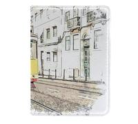 VAPOKF Old Tram on The Street Passport Holder Travel Wallet Leather Card Case Cover, 11.5x16.5cm