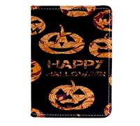 VAPOKF Orange Halloween Pumpkin Passport Holder Travel Wallet Leather Card Case Cover, 11.5x16.5cm