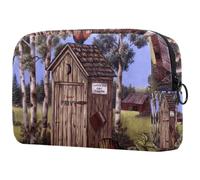 VAPOKF Outhouse Rooster Stood on The House Cosmetic Bag for Women, Travel Toiletries Bags Large Makeup Handy Pouch Organizer Bag with Zipper