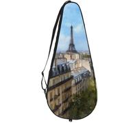 VAPOKF Paris City Building Oil Painting Racket Bag for Tennis, Tennis Bat Cover Racket Case Paddle Bag, Holds up to 2 Racquets
