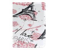 VAPOKF Paris Eiffel Tower with Flower Bouquet Passport Holder Travel Wallet Leather Card Case Cover, 11.5x16.5cm