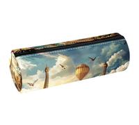 VAPOKF Paris Europe Travel Building Print Pencil Cases, PU Leather Pen Bag Student Stationery Organiser Bag Makeup Pouch for Women Girls Boys Kids School Office Supplies
