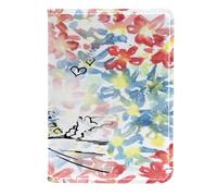 VAPOKF Paris Tower in Watercolor Flower Passport Holder Travel Wallet Leather Card Case Cover, 11.5x16.5cm