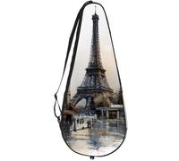 VAPOKF Paris Tower Old Building Racket Bag for Tennis, Tennis Bat Cover Racket Case Paddle Bag, Holds up to 2 Racquets
