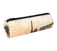 VAPOKF Paris Tower Seine River at Dusk Pen Pencil Case Coin Purse Cosmetic Makeup Bag for Student Stationery School Office Storage
