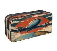 VAPOKF Pen Bag Pencil Case, Student Stationery Pouch for Teen Boys Girls, School Office Supplies - Airplane Travel World