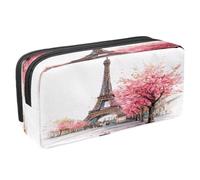 VAPOKF Pen Bag Pencil Case, Student Stationery Pouch for Teen Boys Girls, School Office Supplies - Blossom Cherry Tree Paris Tower