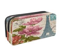 VAPOKF Pen Bag Pencil Case, Student Stationery Pouch for Teen Boys Girls, School Office Supplies - Blossom Flowers Paris Tower Poster