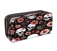 VAPOKF Pen Bag Pencil Case, Student Stationery Pouch for Teen Boys Girls, School Office Supplies - Daisies Dead Skull