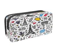 VAPOKF Pen Bag Pencil Case, Student Stationery Pouch for Teen Boys Girls, School Office Supplies - France Doodles Paris Tower Flag