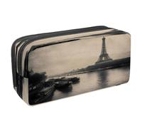 VAPOKF Pen Bag Pencil Case, Student Stationery Pouch for Teen Boys Girls, School Office Supplies - Old Paris Cityview Eiffer Tower Seine