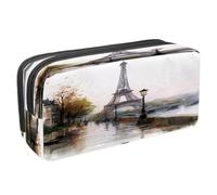 VAPOKF Pen Bag Pencil Case, Student Stationery Pouch for Teen Boys Girls, School Office Supplies - Watercolor Tower in Paris
