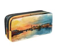 VAPOKF Pen Bag Pencil Case, Student Stationery Pouch for Teen Boys Girls, School Office Supplies - Watercolor France Pari City
