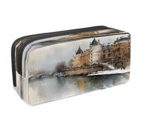 VAPOKF Pen Bag Pencil Case, Student Stationery Pouch for Teen Boys Girls, School Office Supplies - Winter City Building River