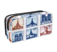 VAPOKF Pen Bag Pencil Case, Student Stationery Pouch for Teen Boys Girls, School Office Supplies - World Travel Stamp
