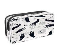 VAPOKF Pencil Case Pen Bag Student Stationery Pouch with Zipper for Boys Girls School & Office Supplies, Hands Planets Constellations Sun and Moons
