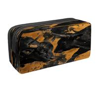 VAPOKF Pencil Case Pen Bag Student Stationery Pouch with Zipper for Boys Girls School & Office Supplies, Black Bull in Fight