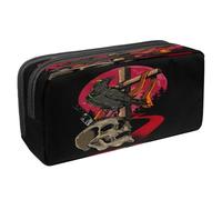 VAPOKF Pencil Case Pen Bag Student Stationery Pouch with Zipper for Boys Girls School & Office Supplies, Human Skull Crow Red Moon Cross